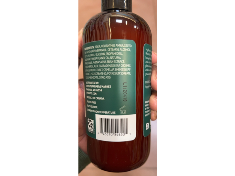 Real Root By Sprouts Moisturizing Body Lotion, Coconut & Shea, 16 fl oz/473 mL