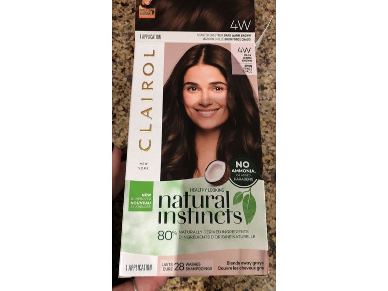 Clairol Natural Instincts Semi-Permanent Hair Color, 4W Dark Warm Brown, 1 Application