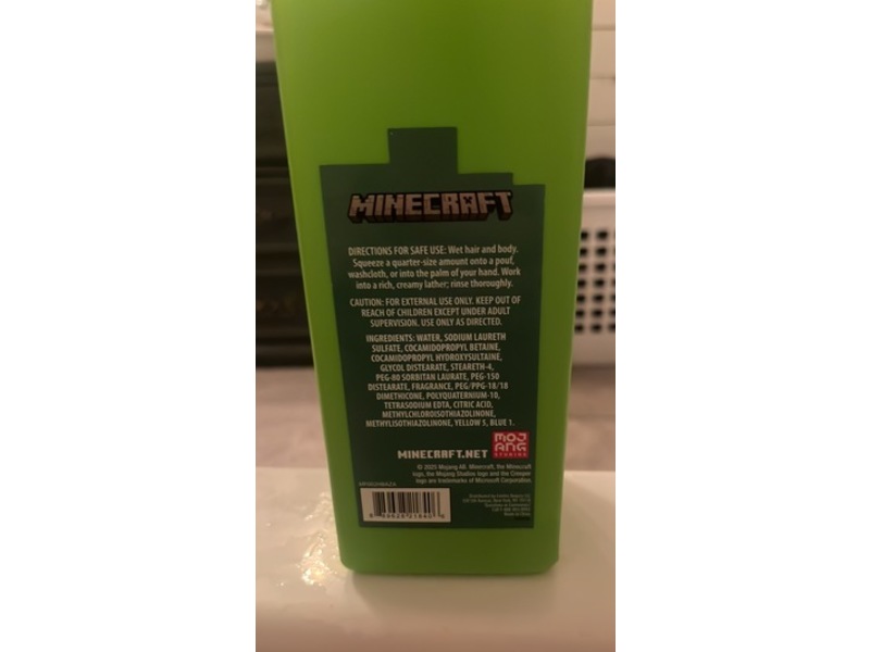 Minecraft 3-In-1 Body Wash Shampoo & Conditioner, Green Apple Scented, 33 fl oz/976 mL