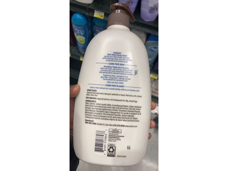 Aveeno Body Wash, Fragrance Free, 33 fl oz/975 mL