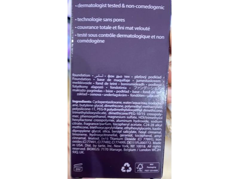 Tarte Amazonian Clay 16 Hours Full Coverage Foundation, 1.7 fl oz/50 mL