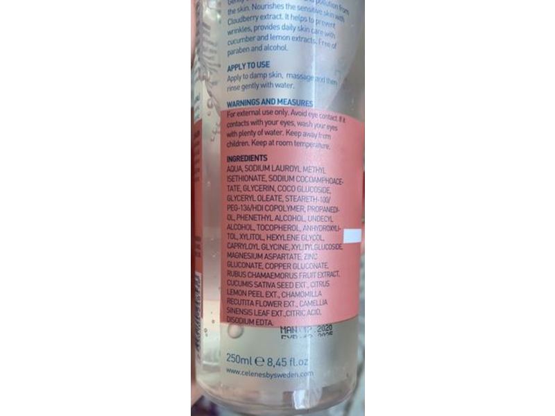 Celenes By Sweden Cleansing Foaming Gels, Cloudberry, 8.45 fl oz/250 ml
