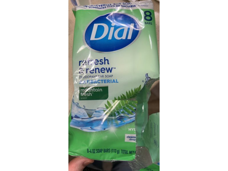 Dial Antibacterial Bar Soap, Mountain Fresh, 32 oz/904 g, 8 Bars, 32 Count