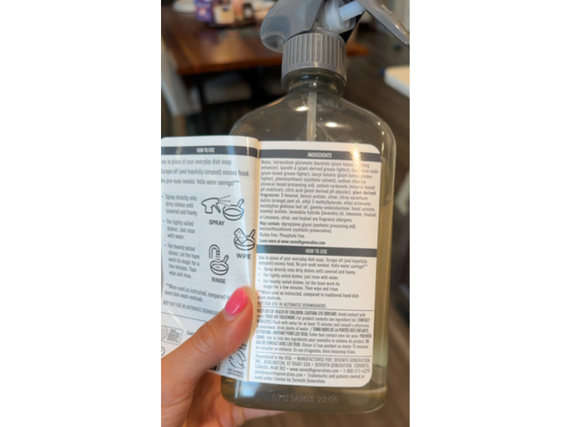 Seventh Generation Power+ Foaming Dish Spray, Mandarin Orange Scent, 16 fl oz/473 mL