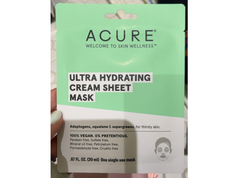 Acure Ultra Hydrating Cream Sheet Mask, 0.67 fl oz/20 mL