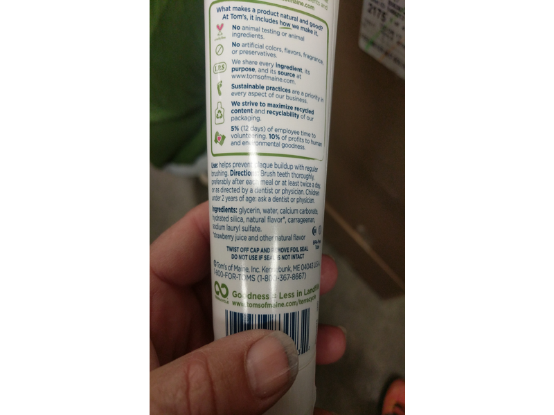 Tom's Of Maine Fluoride-Free Children's Toothpaste, Silly Strawberry, 4.2 oz/119 g