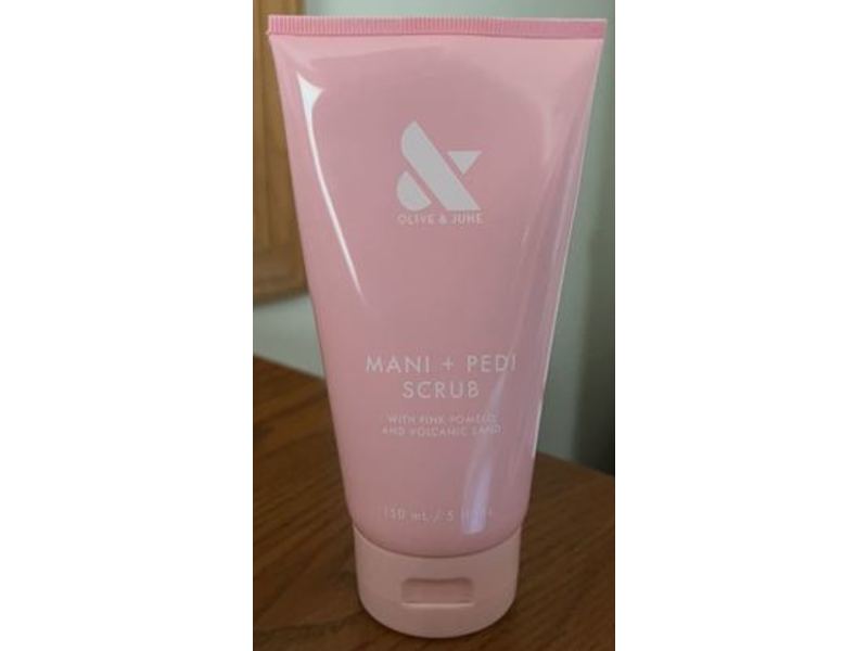 Olive & June Mani + Pedi Scrub, Pink Pomelo And Volcanic Sand, 5 fl oz/150 mL