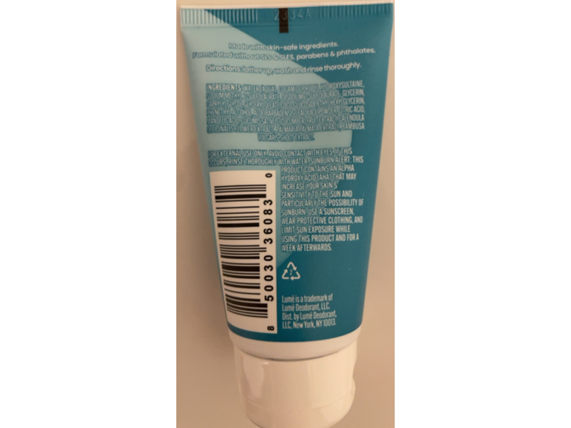 Lume Acidified Body Wash, Unscented, 1.5 fl oz/44 mL