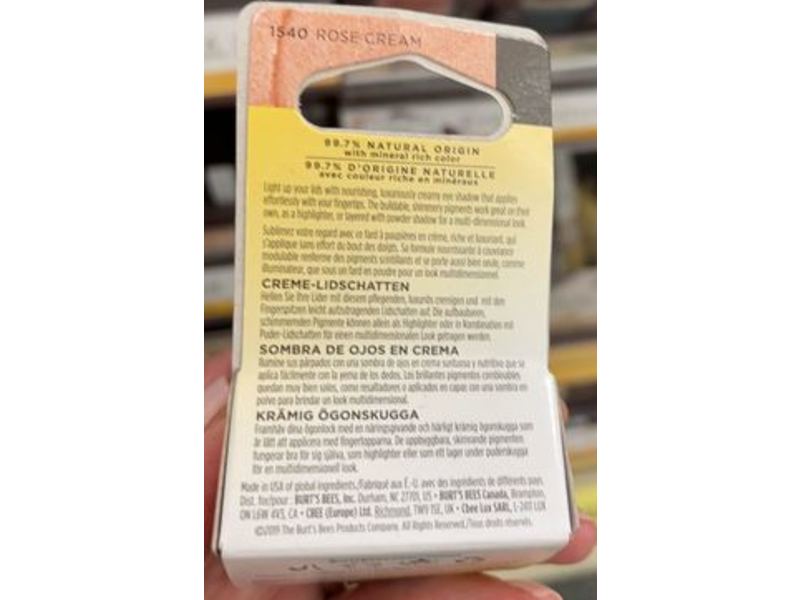 Burt's Bees Color Nurture Cream Eye Shadow, Rose Cream, 0.25 oz/7.08 g