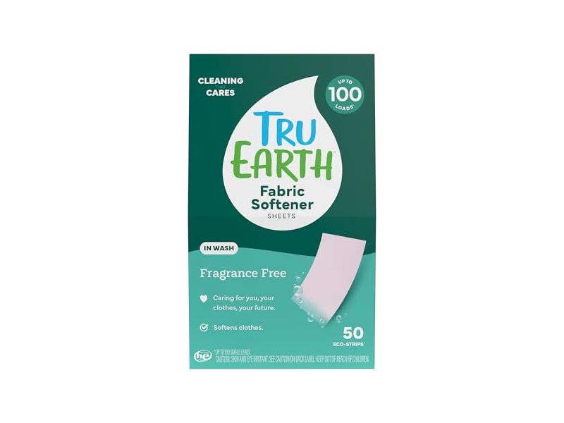 Tru Earth Fabric Softener Sheets, Fragrance Free, 100 Loads, 50 Count