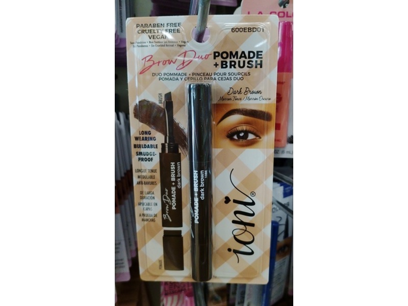 Ioni Pomade + Brush Brow Duo, Dark Brown, 0.046 oz/1.3 g