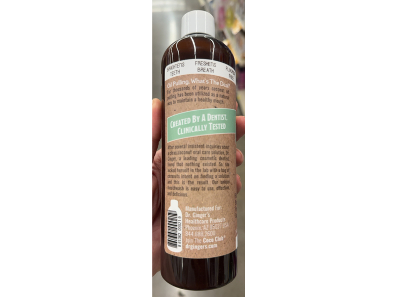 Dr. Ginger's Coconut Oil Mouthwash, Coconut Mint, 14 fl oz/414 mL