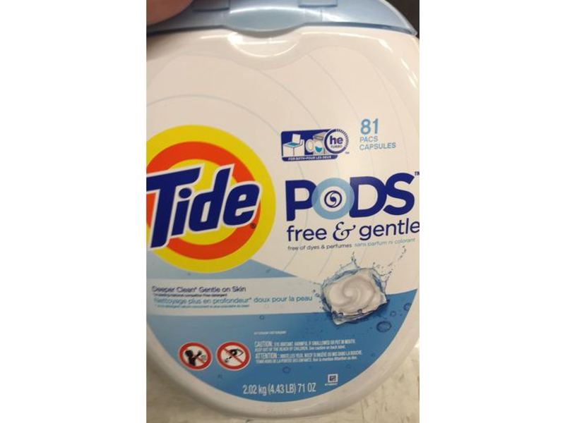 Tide Pods Free & Gentle Detergent, 81 Count, 71 oz/4.43 Lb