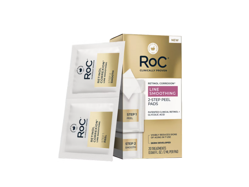 RoC Retinol Correxion Line Smoothing 2-Step Peel Pads, 0.068 fl oz/2 mL, 20 Count
