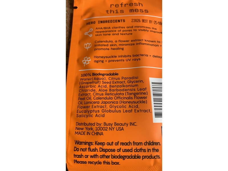 Busy Co Face Meet Fresh Clarifying Citrus Facial Wipe, 0.42 oz