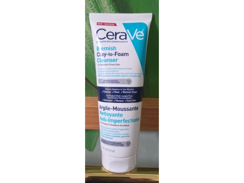 CeraVe Blemish Clay -To-Foam Cleanser, 4 fl oz/118 mL