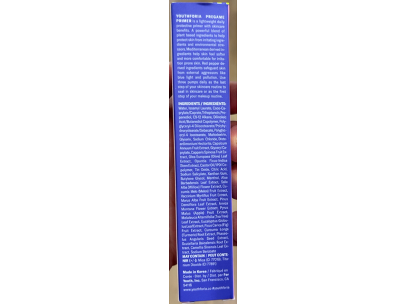 Youthforia Pregame Daily Protective Primer, 1 fl oz/30 mL