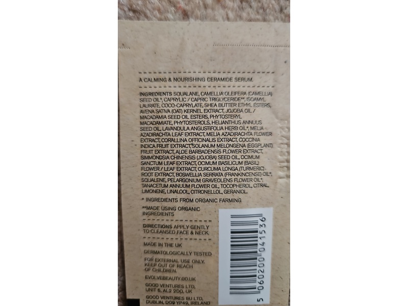 Evolve Organic Beauty Serum, Blue Velvet & Ceramide, 0.03 fl oz/1 mL