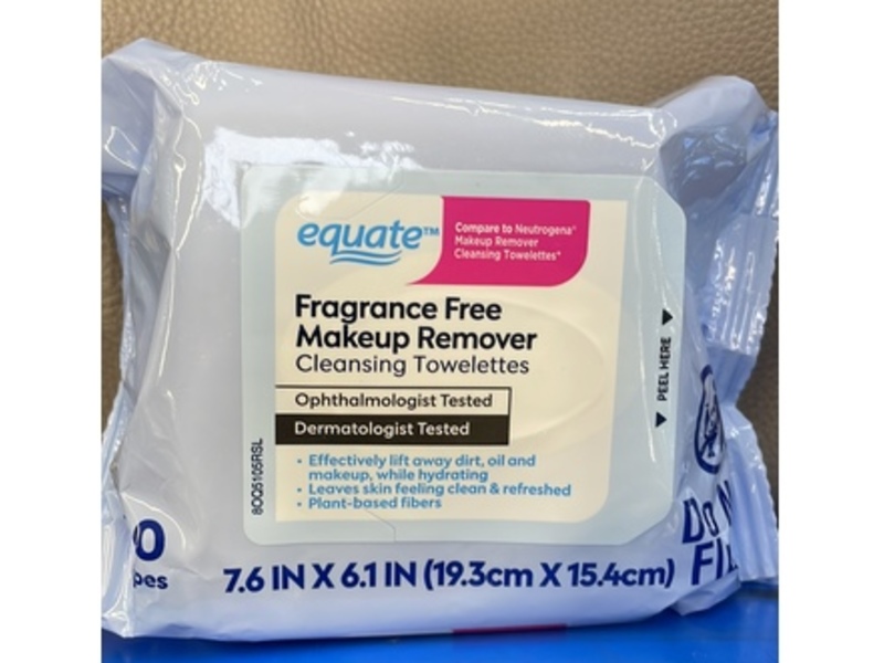 Equate Makeup Remover Cleansing Towelettes, Fragrance Free , 40 Count