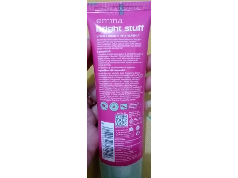 Emina Bright Stuff Brightening Facial Cleanser, Niacinamide Oxy Ceramide, 50 mL