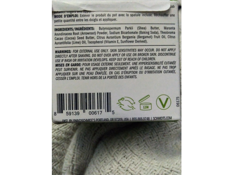 Schmidt's Natural Deodorant Jar, Bergamot+Lime, 2 oz/56.7 g