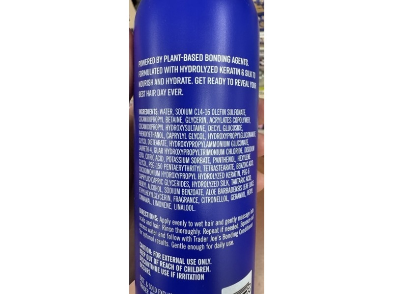 Trader Joe's Bonding Shampoo, Hydrolyzed Keratin & Silk, 12 fl oz/355 mL