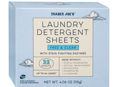 Trader Joe's Laundry Detergent Sheets, Free & Clear, 64 Loads, 4.06 oz/115 g, 32 Count