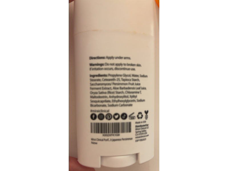 Mirai Clinical Natural Deodrant, Japanese Persimmon, 2.6 oz/75 g