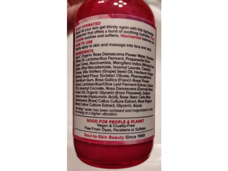 Heritage Store Rosewater Facial Moisturizer Soothing Gel Cream, Rose Complex & Niacinamide, 2 fl oz/58 mL