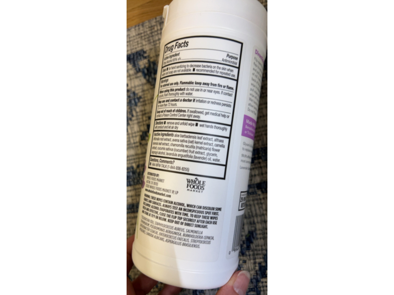 365 Whole Foods Market Hand Sanitizer Refreshing Wipes, Lavender, 40 Count