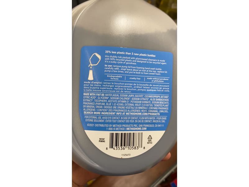 Method Foaming Hand Wash, Sea Minerals, Refill, 28 fl oz/828 mL