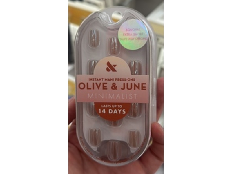 Olive & June Mani Minimalist Instant Press-On Nails, Taupe Jelly Chrome, 42 Count