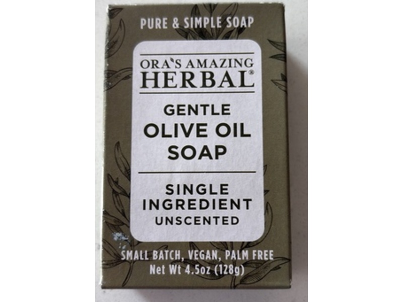 Ora's Amazing Herbal Gentle Olive Oil Soap, Unscented, 4.5 oz/128 g