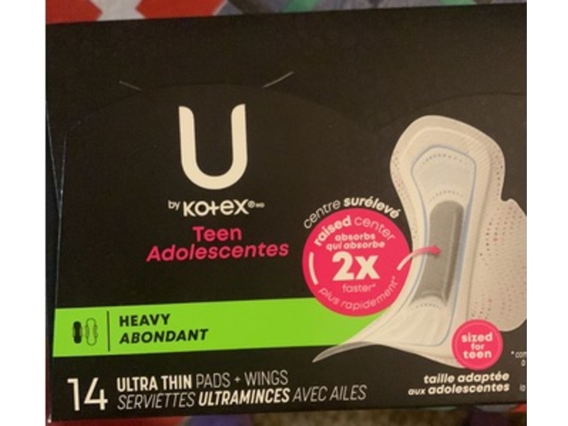 U By Kotex Teen Adolescentes Ultra Thin Pad, 14 Count