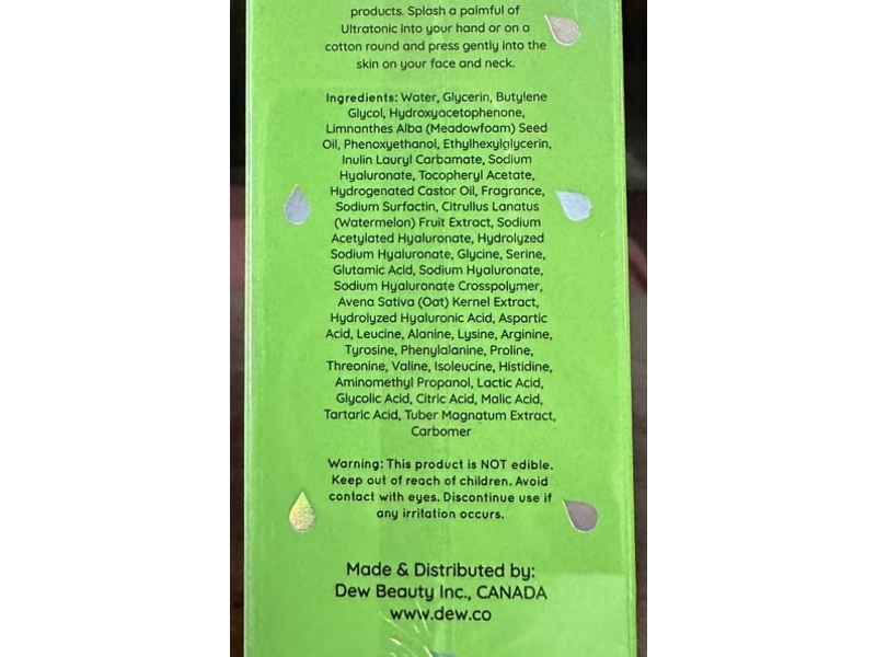 Dew of the Gods Ultra Tonic Facial Toner, Watermelon Extract, 3.38 oz/100 mL