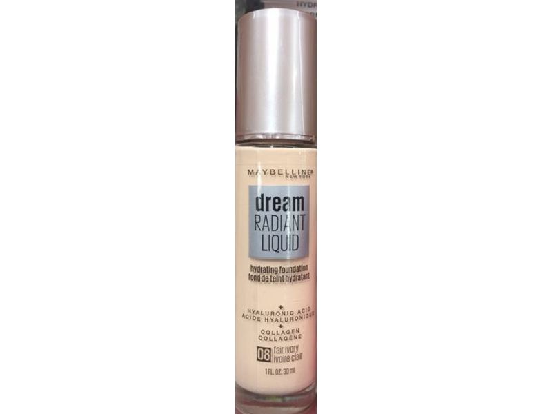 Maybelline New York Dream Radiant Liquid Hydrating Foundation, 08 Fair Ivory, 1 fl oz/30 mL