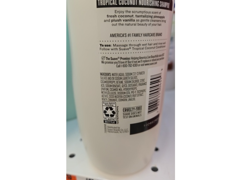 Suave Essentials Nourishing Shampoo, Tropical Coconut, 22.5 fl oz/665 mL