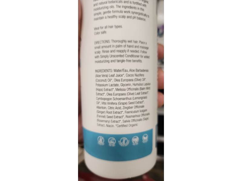 Organic Excellence Simply Unscented Shampoo, Revitalising Hair Therapy, 16 fl oz/473 mL