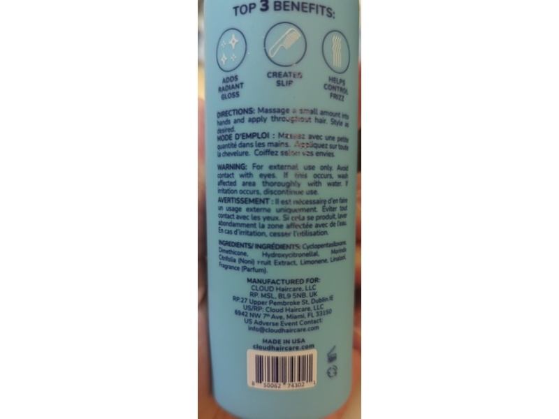 Cloud Weightless Glossing Serum, Noni Oil, 4 fl oz/118 mL