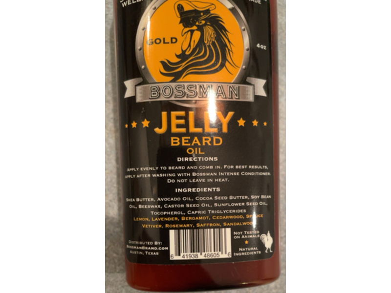 Bossman Jelly Beard Oil, Gold Scent, 4 oz/120 mL