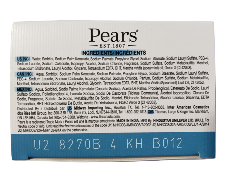 Pears Soap, Mint Extract, 32.64 oz/75 g