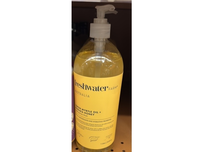 FreshWater Farm Smoothing Body Wash, Lemon Myrtle Oil + Manuka Honey, 34 fl oz/1 L