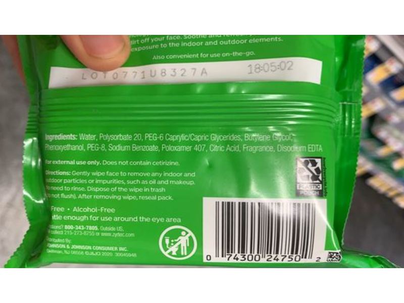 Zyrtec Non-Medicated Soothing Face Wipes, Micellar Water, 25 Count, Pack Of 2