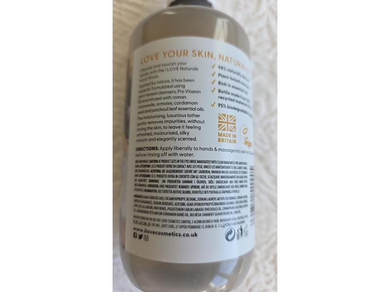 I Love Naturals Hand Wash, Tonka Bean & Myrrh, 16.9 fl oz/500 mL