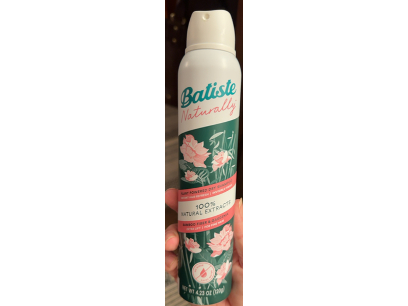 Batiste Natural Plant Powered Dry Shampoo, Bamboo Fiber & Gardenia, 4.23 oz/120 g