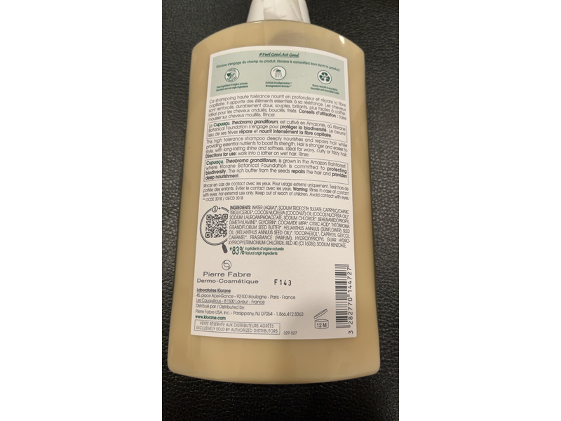 Klorane Repairing Shampoo, Cupuacu, 13.5 fl oz/400 mL