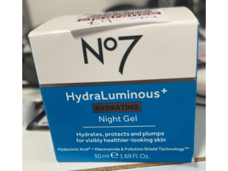 No 7 Hydraluminous+ Hydrating Night gel, 1.69 fl oz/50 mL