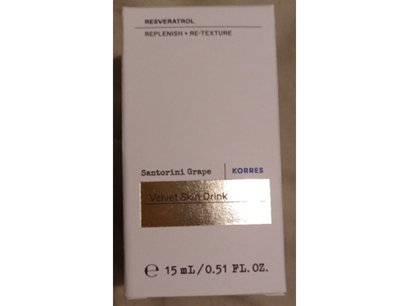 Korres Resveratrol Replenish + Re-Texture Velvet Skin Drink, Santorini Grape, 0.51 fl oz/15 mL