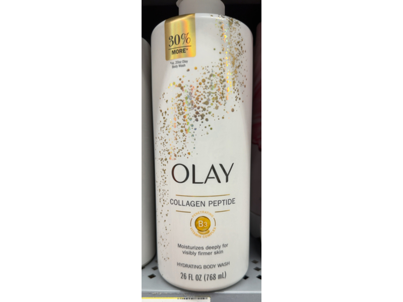 Olay Hydrating Body Wash, Collagen Peptide, 26 fl oz/768 mL, Pack Of 4