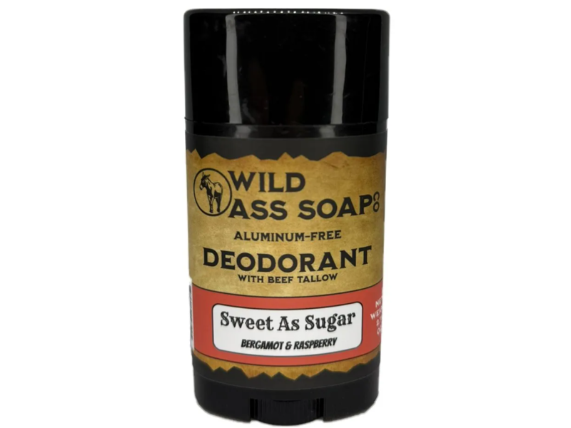 Wild Ass Soap Co. Deodorant, Sweet As Sugar, Bergamot & Raspberry with Beef Tallow, 2.7 oz
